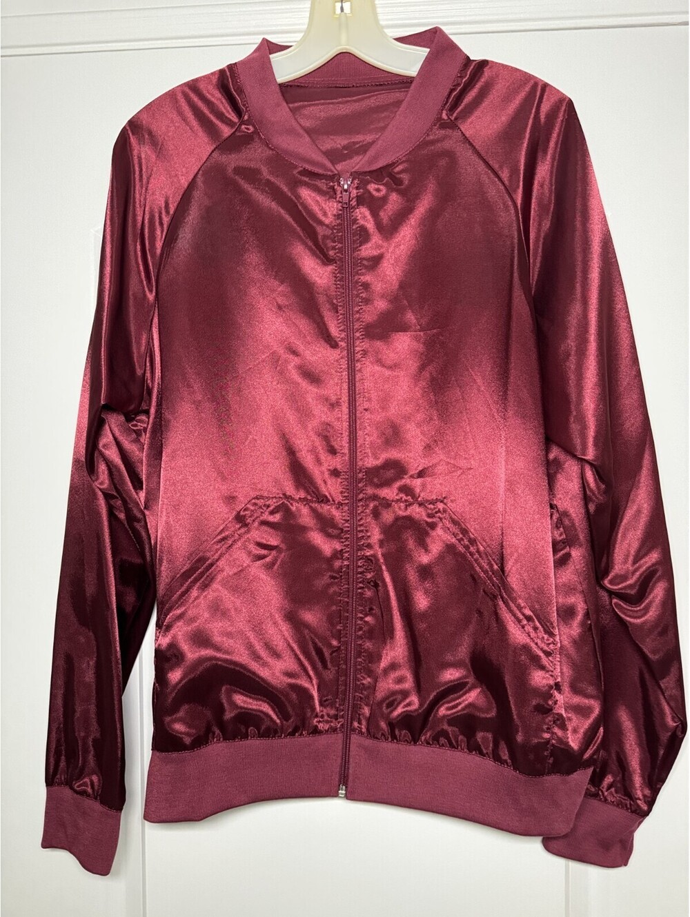 Women’s Satin Dance Jacket Costume, Burgundy, Large (L)